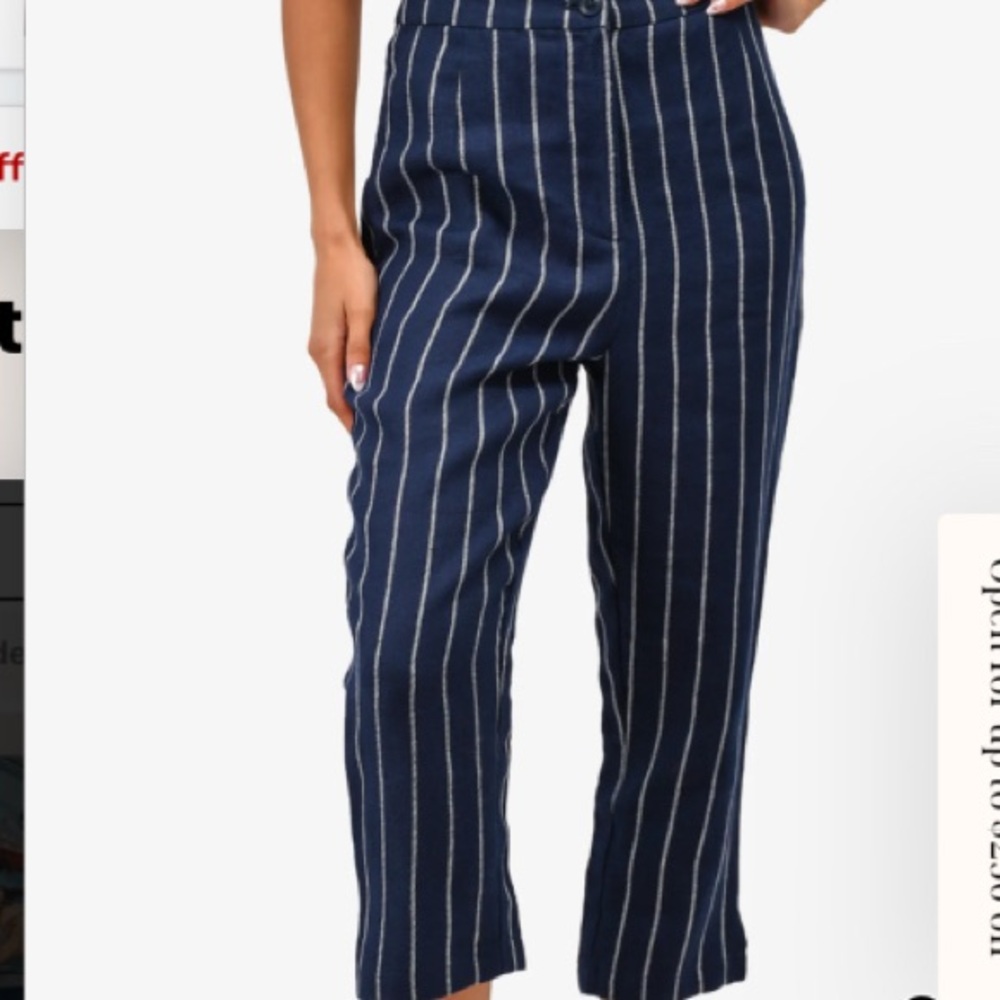 Reformation Verano Pant size 6 blue with white stripe - Picture 3 of 7